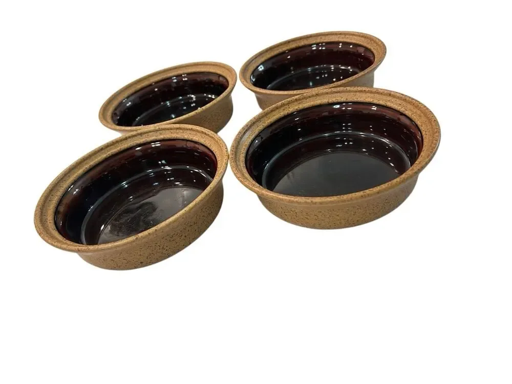 Set of 4 Mikasa Le Buffet Potter's Secret G1010 Japan Oval Serving Bowls Brown